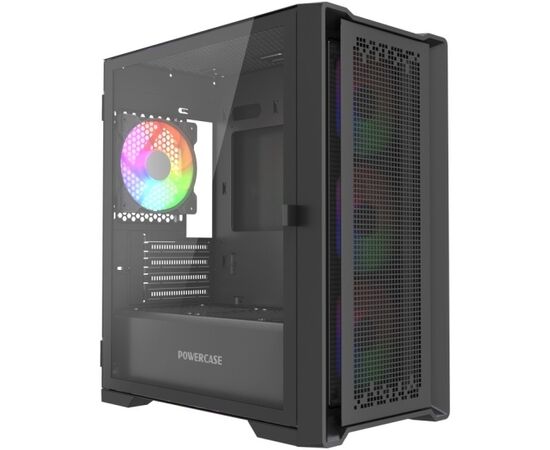 Корпус Powercase Byte Flow Micro Black LE (CAMBFB-A4-LE), Tempered Glass, 4х 120mm ARGB PWM fans, чёрный, m ATX
