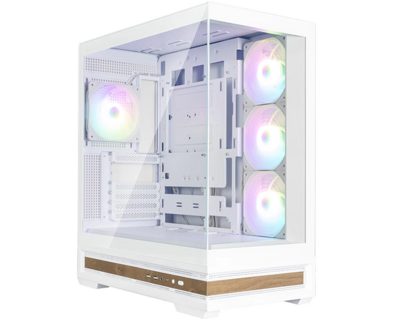 Корпус ZALMAN P40 Namu, ATX, White, Window, Wooden Element, 2x Combo(2.5” or 3.5”), 1x USB Type-C, 2x USB3.0, Side 3x120mm ARGB, Rear 1x120mm ARGB
