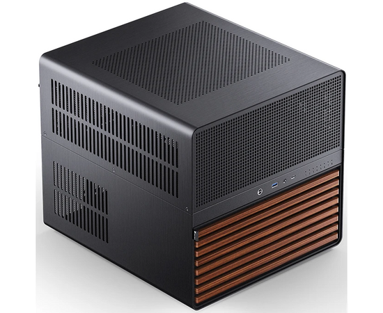 Корпус JONSBO N5 Black Mini-Tower, 3x120mm, ATX, E-ATX, m ITX, XL-ATX, 1x USB3.2 Gen2 Type-C, 1x USB3.0, 1x Audio, Wood panel