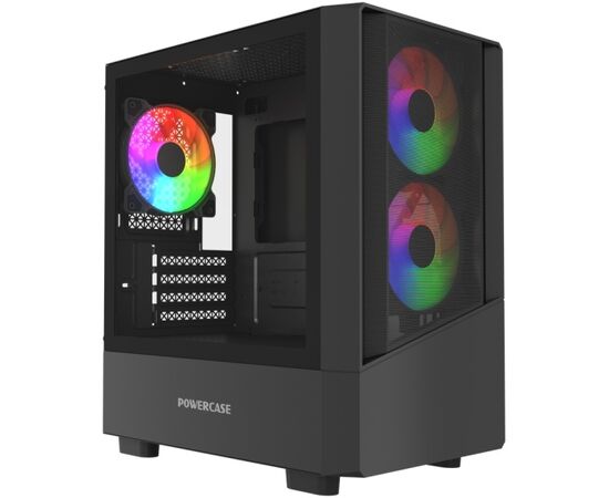 Корпус Powercase Mistral Micro A15 B (CMMA15 B-L3), Tempered Glass, 3x120mm FRGB fan, чёрный, m ATX