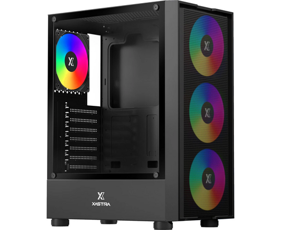 Корпус XASTRA A302 4 FRGB Black (A301-BK-FC120 FRGB-4 F-GL) ATX/Mesh/ tempered glass / 4x120mm FC120-FRGB fans