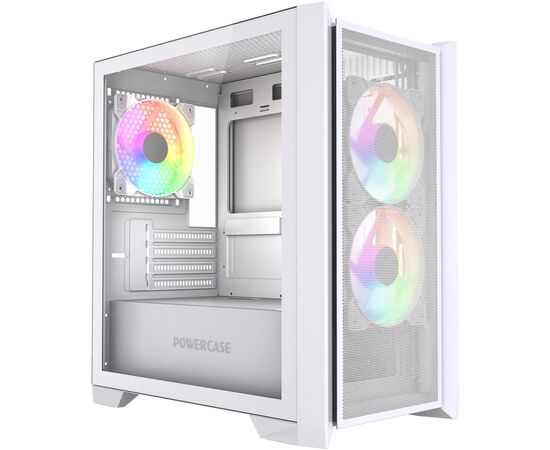 Корпус Powercase Alisio Micro Z3 W ARGB V2 (CAMZW-A3-V2), Tempered Glass, 3x 120mm ARGB fan, белый, m ATX