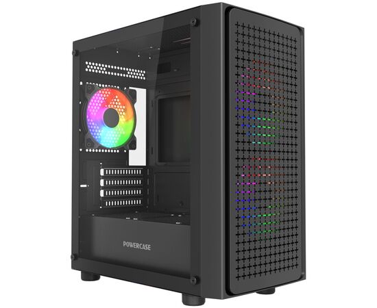 Корпус Powercase Mistral Micro EM20 (CMMEM20 B-L3), Tempered Glass, 2x140mm + 1х 120mm FRGB fan, чёрный, m ATX