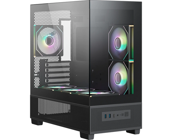 Корпус XASTRA Q500 M 6 ARGB-C10-UC Black (Q500 M-6 FM12 A-C10-UC) m ATX/Aquarium/Screewless/ 6x120mm ARGB PWM FM fans/Argb+PWM HUB 10port/ Type-C