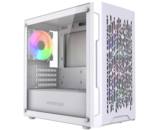 Корпус Powercase Mistral Micro D3 W ARGB V2 (CMMDW-A3-V2), Tempered Glass, 2x 140mm ARGB PWM+1x 120mm ARGB PWM, белый, m ATX