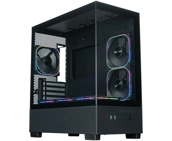 Корпус XASTRA Q500 M 6 ARGB-FG-C10-UC Black (Q500 M-6 FG12 A-C10-UC) m ATX/Aquarium/Screewless/ 6x120mm ARGB PWM FG fans/Argb+PWM HUB 10port/ Type-C