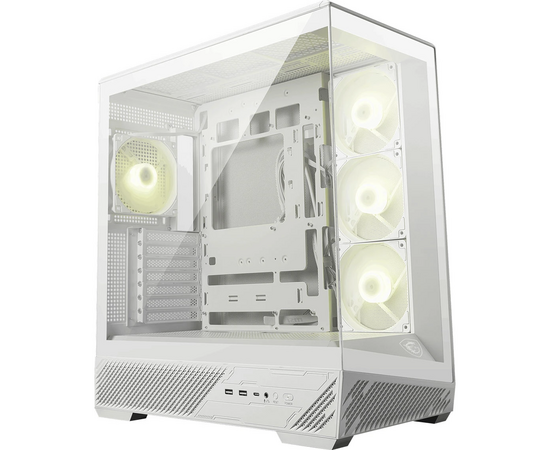 Корпус MSI Mag Pano 130 R PZ White (306-7 G32 W21-HH9) 2x USB 3.2 Gen 1, 1x USB 3.2 Gen2 Type-C, 3x120mm ARGB Reverse Blade Fan, 1x120mm ARGB Fan