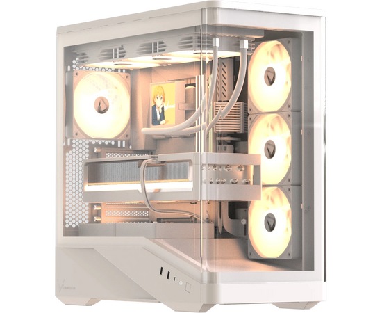 Корпус Formula V Line Crystal U9 PA White, ATX, Type-C*1, USB3.0*2, Curved Glass, Side 3x Performance ARGB, Rear 1x Performance ARGB
