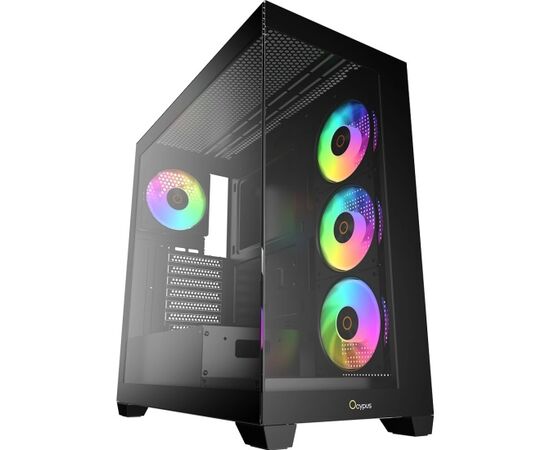 Корпус Ocypus Gamma C72 BK ARGB (Gamma-C72-B-KDG00 XX-GL) ATX / win / black / 4 ARGB fans / no PSU / Tempered Glass