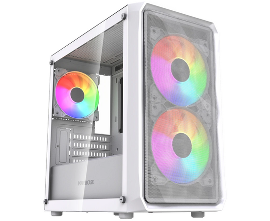 Корпус Powercase Mistral Micro A3 W ARGB V2 (CMMAW-A3-V2), Tempered Glass, 2x 140mm ARGB PWM+1x 120mm ARGB PWM, белый, m ATX