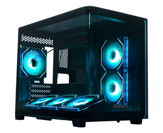 Корпус XASTRA QR600 M 6 ARGB C10-UC (QR600 M-6 FM12 A-C10-UC-L) Black m ATX/Aquarium/Curve Glass/Led Strip/6x120mm ARGB PWM FM fans/ Argb+PWM HUB 10port