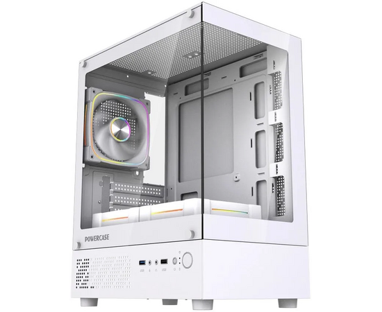 Корпус Powercase Vision Micro M1 ARGB (CVMM1 W-A3), Tempered Glass, 3x 120mm ARGB fans, белый, m ATX