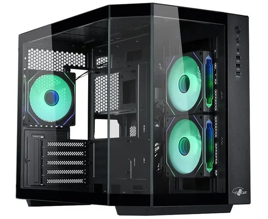 Корпус Eurocase M2771 black, без БП, m ATX, закаленное стекло 2 стороны