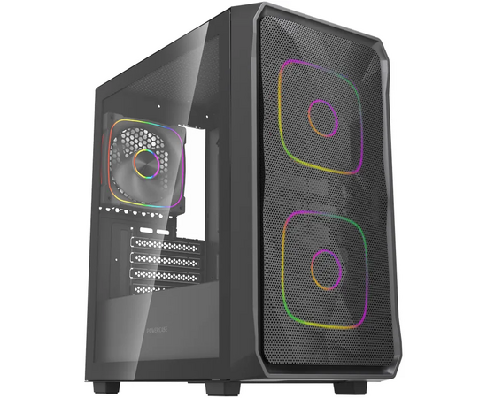 Корпус Powercase Mistral SM06 ARGB (CMMSM06 B-A3), Tempered Glass, 3x120mm ARGB PWM fans, чёрный, m ATX
