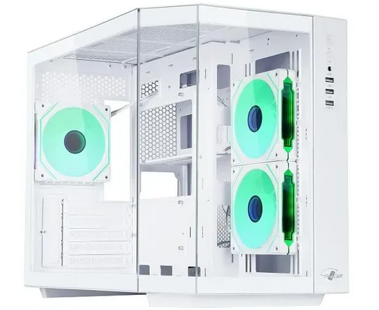 Корпус Eurocase M2771 white, без БП, m ATX, закаленное стекло 2 стороны