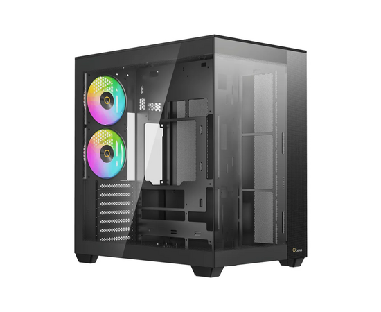 Корпус Ocypus Delta C74 BK ARGB (Delta-C74-BKD200 XX-GL), без БП, Midi-Tower, TG, 2x120mm 2x USB-A 3.0 + 1x USB-C 3.1, ATX, m ITX Black