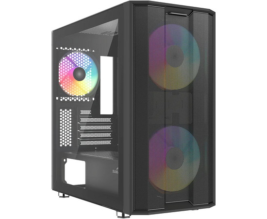 Корпус SAMA S30 Black (S30-BKMPA3 X1-GL), без БП, Midi-Tower, TG, 2x140mm + 1x120mm ARGB, 1x USB 3.0 3.1 Type-C, m ATX, m ITX