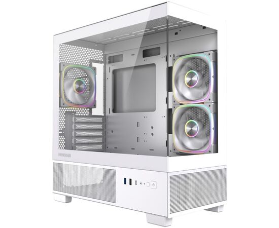 Корпус Powercase Vision Micro S4 W (CVMMSHW-A3), Tempered Glass, Type-C, 3x 120mm ARGB PWM Fan, ARGB+PWM HUB, белый, m ATX