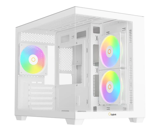 Корпус Ocypus Gamma C54 WH ARGB, (Gamma-C54-WHD300 XX-GL) без БП, Midi-Tower, TG, 3x120mm 1x USB-A 3.0 + 2x USB 2.0, m ATX, m ITX White