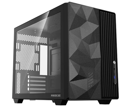 Корпус Powercase TX3 (CTX3 AB-F0), TG, Type-C, No Fans, чёрный, m ATX