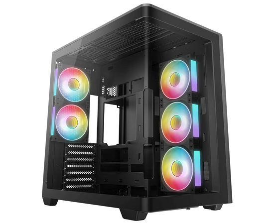Корпус Deepcool CG590 U 5 F, черный, TG (aquarium), 5x120mm ARGB Fan, mini-ITX, m ATX, ATX